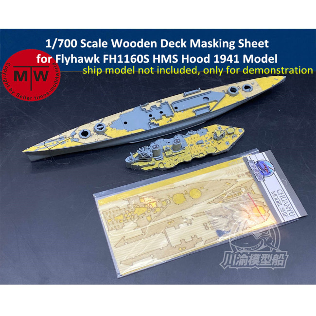 1/700 Scale Wooden Deck Masking Sheet for Flyhawk FH1160S HMS Hood 1941 Model Kit CY700100