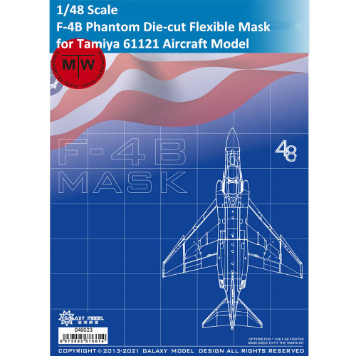 Galaxy D48023 1/48 Scale F-4B Phantom Die-cut Flexible Mask for Tamiya 61121 Aircraft Model