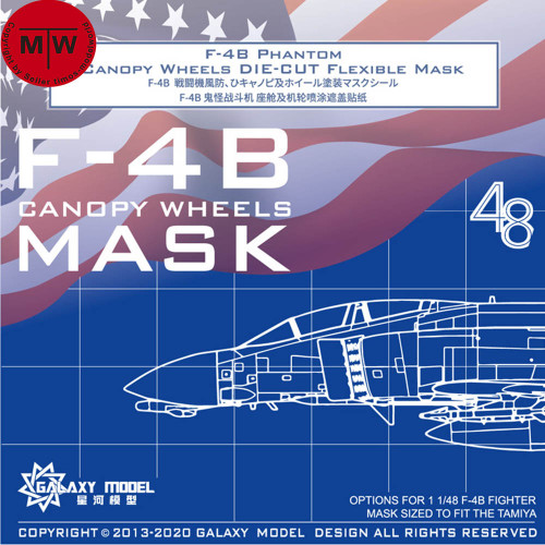 Galaxy C48028 1/48 Scale F-4B Phantom Canopy Wheels Die-cut Flexible Mask for Tamiya 61121 Model