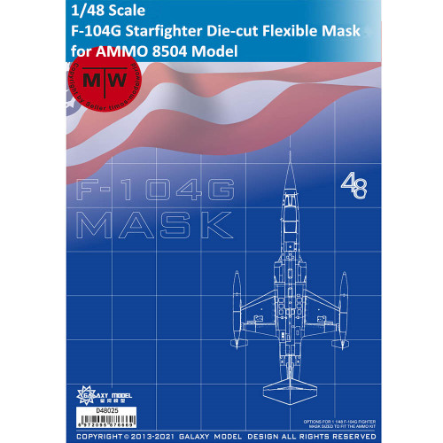 Galaxy D48025 1/48 Scale F-104G Starfighter Die-cut Flexible Mask for AMMO 8504 Aircraft Model Kit