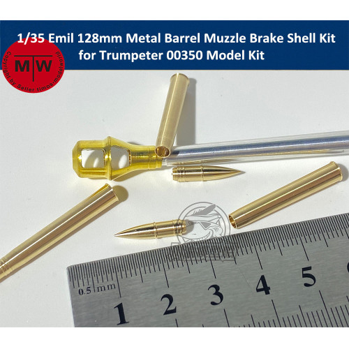 1/35 Scale Emil 128mm Metal Barrel Muzzle Brake Shell Kit for Trumpeter 00350 Model Kit CYT077