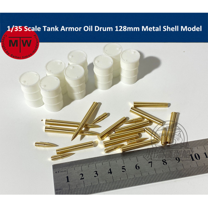 1/35 Scale Tank Armor Oil Drum 128mm Metal Shell Bullet Model Kit CYT078