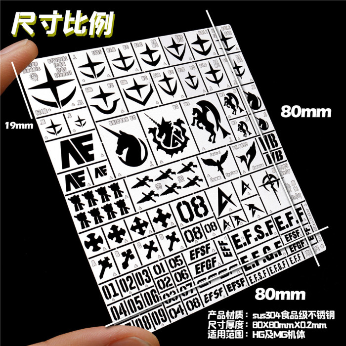 Alexen AJ0077 Gundam GM EFF Number and Icon Leakage Spray Stencil Template Tools