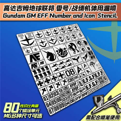 Alexen AJ0077 Gundam GM EFF Number and Icon Leakage Spray Stencil Template Tools