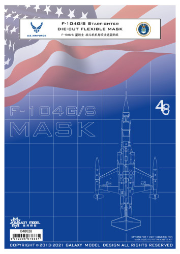 Galaxy D48028 1/48 Scale F-104G/S Starfighter Die-cut Flexible Mask for Kinetic K48093 Aircraft Model