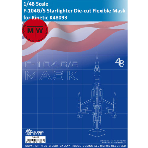 Galaxy D48028 1/48 Scale F-104G/S Starfighter Die-cut Flexible Mask for Kinetic K48093 Aircraft Model