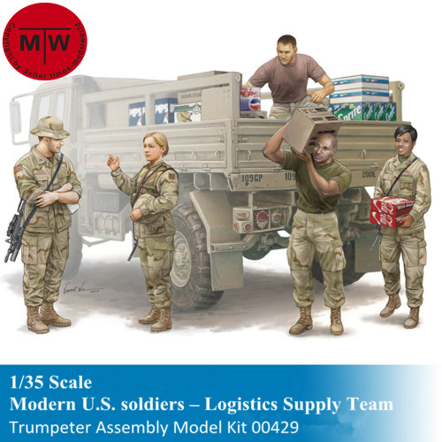 Trumpeter 00429 1/35 Scale Modern U.S. soldiers – Logistics Supply Team Military Soldier Figures Assembly Model Kits
