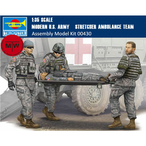 Trumpeter 00430 1/35 Scale Modern U.S. Army Stretcher Ambulance Team Soldier Figures Assembly Model Kits