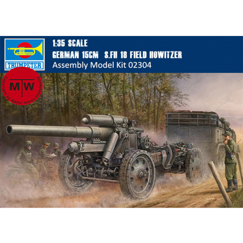 Trumpeter 02304 1/35 Scale German 15cm s.FH 18 Field Howitzer Military Plastic Assembly Model Kits