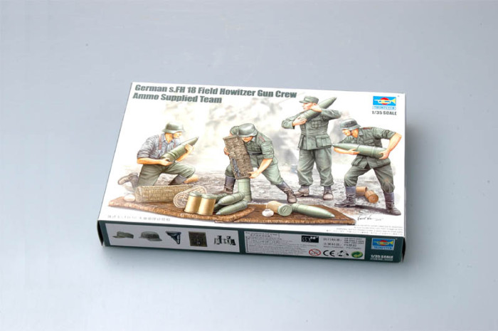 Trumpeter 00426 1/35 Scale German s.FH 18 Field Howitzer Gun Crew Ammo Supplied Team Soldiers Figures Military Plastic Assembly Model Kits