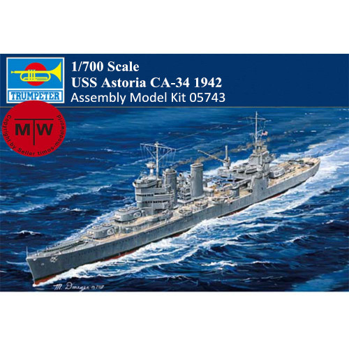 Trumpeter 05743 1/700 Scale USS Astoria CA-34 1942 Military Plastic Assembly Model Kits