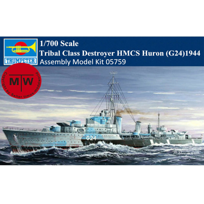 Trumpeter 05759 1/700 Scale Tribal Class Destroyer HMCS Huron (G24)1944 Military Plastic Assembly Model Kits