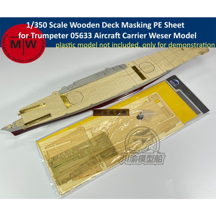 1/350 Scale Wooden Deck Masking PE Sheet for Trumpeter 05633 Aircraft Carrier Weser Model Kit CY350090