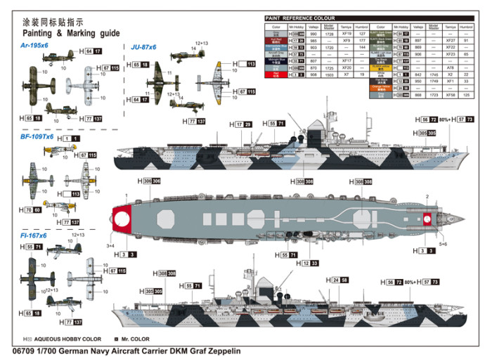 Trumpeter 06709 1/700 Scale German Navy Aircraft Carrier DKM Graf Zeppelin Military Plastic Assembly Model Kits