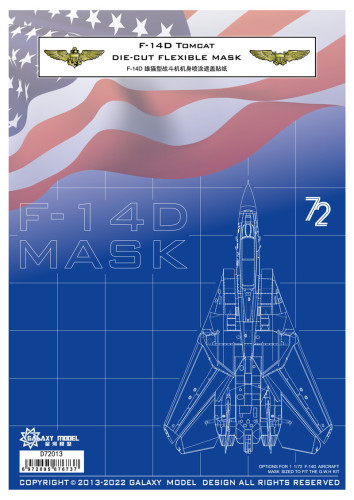 Galaxy D72013 1/72 Scale F-14D VF-31 Sunset Die-cut Flexible Mask for Great Wall Hobby S7203 Model