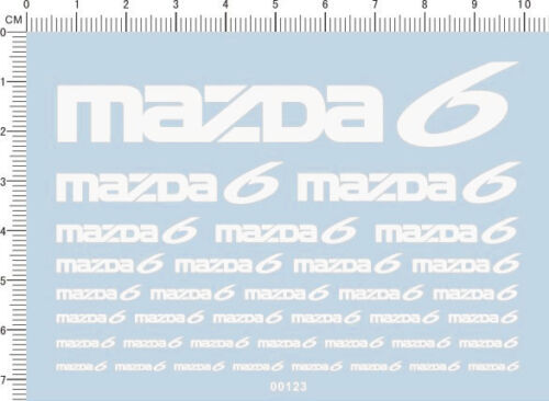 Car Model Decals MAZDA 6 for different scales Black/White/Blue 00123