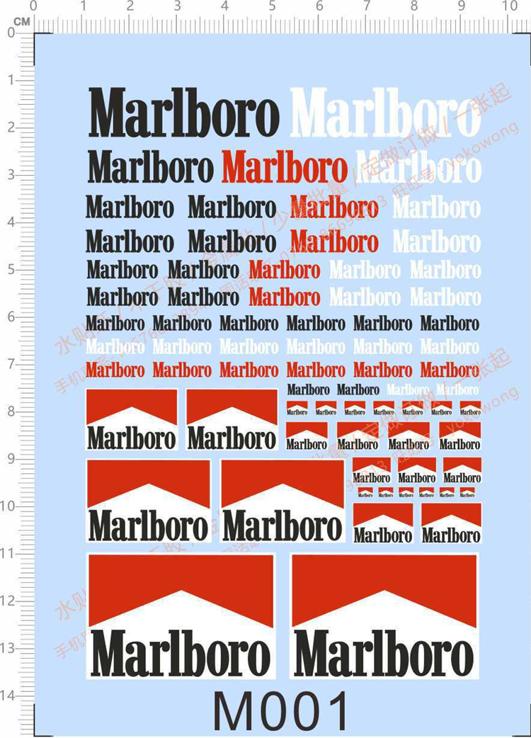 US 9.00 1 18 1 12 1 24 1 20 1 43 Scale Marlboro Decals for F1