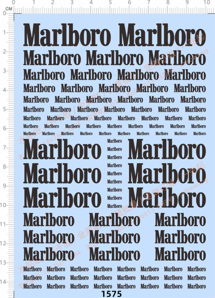 1/18 1/24 1/20 1/43 Scale Marlboro Decals for F1 Racing Cars C Model 1575