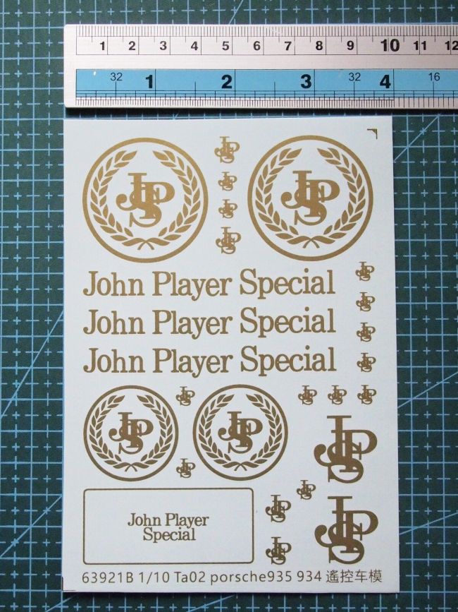 1/10 Scale John Player Special Decals Golden for Car Model Kits 63921B