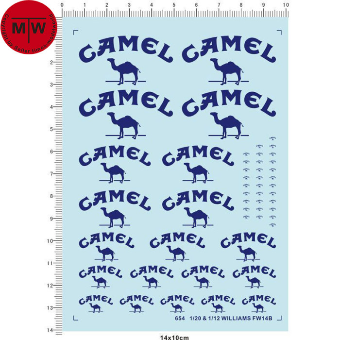 Camel Decals Blue for 1/20 1/12 Scale FW14B Car Model Kit 654