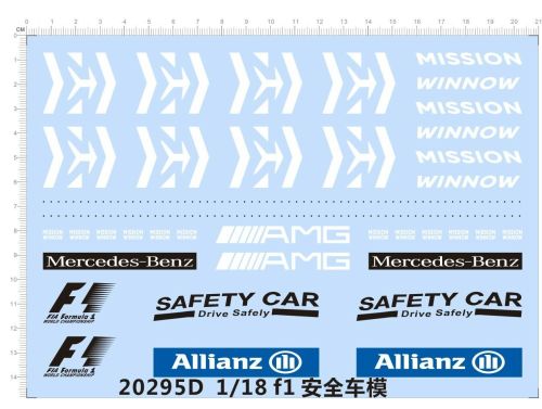 1/18 Scale Decals for F1 Ferrari and Safety Car Model Kits 20295D
