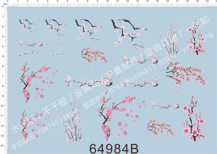 Decals Plum Cherry Blossoms for Model Kits 64984B