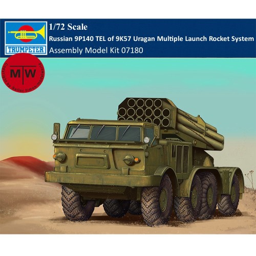 Trumpeter 07180 1/72 Scale Russian 9P140 TEL of 9K57 Uragan Multiple Launch Rocket System Military Plastic Assembly Model Kit