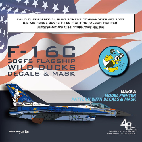 Galaxy G48061 1/48 Scale F-16C 309FS Wild Ducks Decals & Flexible Mask for Tamiya 61106 Model Kits