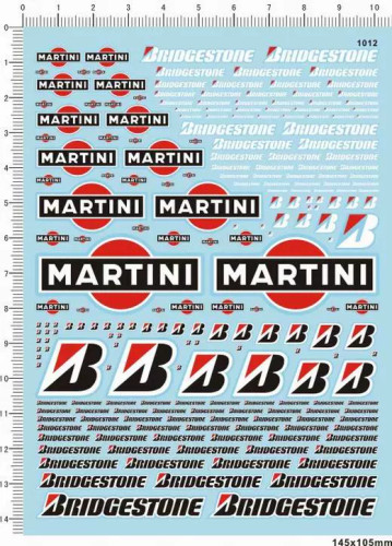 1/18 1/12 1/24 1/20 Scale Decals Bridgestone Martini Logo for Model Kits 1012
