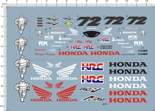1/12 Scale Decals Honda 72 RCV Logo for Model Kits 5171