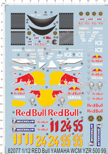1/12 Scale Decals YAMAHA WCM YZR 500 YZR500 99 for Model Kits 62077