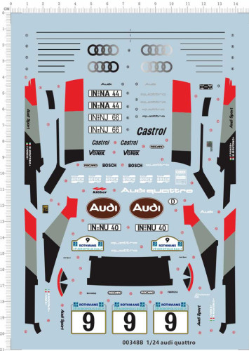 1/24 Scale Decals Audi Quattro for Car Model Kits 00348B