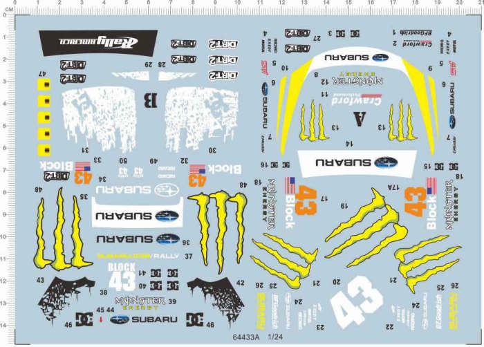 1/24 Scale Decals SUBARU Monster for Car Model kits 64433A