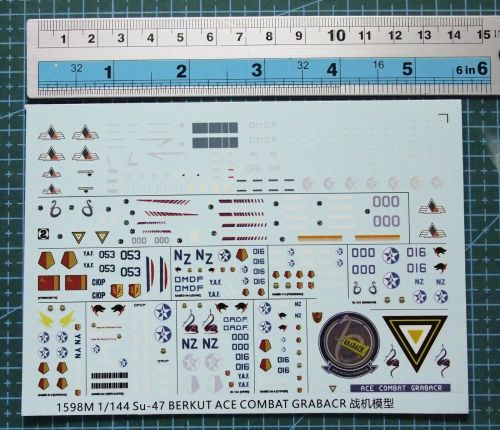1/144 Scale Decals for SU-47 BERKUT ACE COMBAT GRABACR Aircraft Model Kits 1598M
