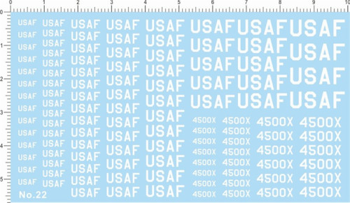 US USAF 4500X Decal for different scales Model Kits Black/White 22