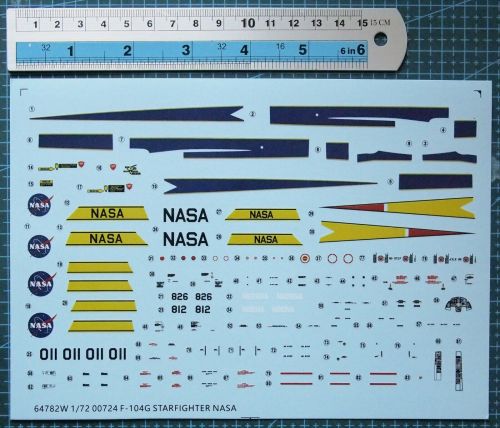 1/72 Scale Decals for F-104G Starfighter NASA Aircraft Model Kits 64782W