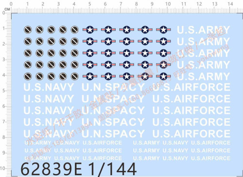 1/144 Scale Decals US NAVY US ARMY US AIRFORCE for Aircraft Model Kits 62839E White