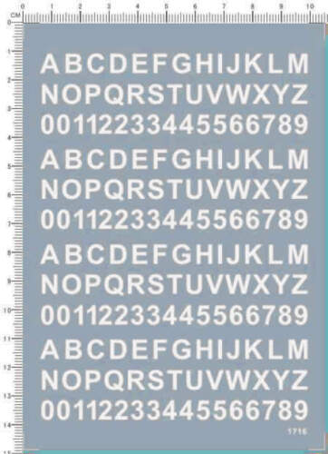 Number Letter Decals for different scales Military Model Kits 1716 Black/White