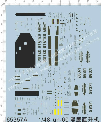 1/48 Scale Decals for UH-60 Black Hawk Helicopter Model Kits 65357A