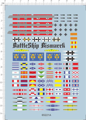 1/350 Scale Bismarck Flags and Pennants Decals for Battleship Model Kits 65221A
