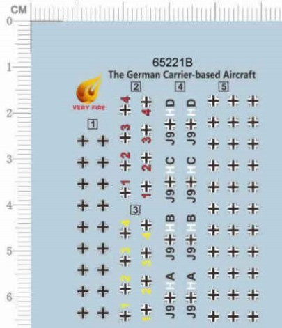 Decals for 1/350 Scale German Carrier-based Aircraft Model Kits 65221B