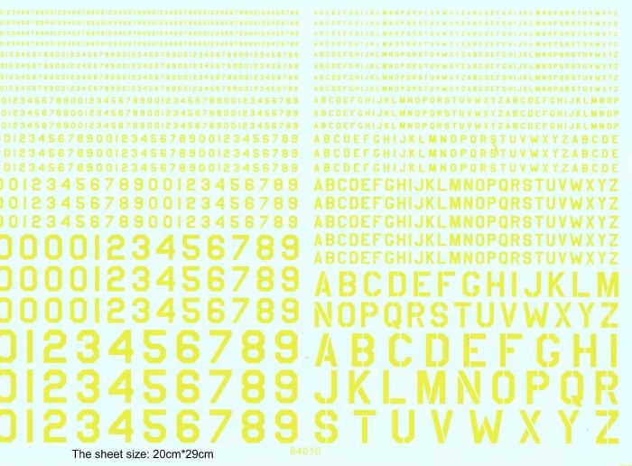 Decals US ARMY Font Letter Number for different scales Military Model Kits 64010 Black/White/Yellow