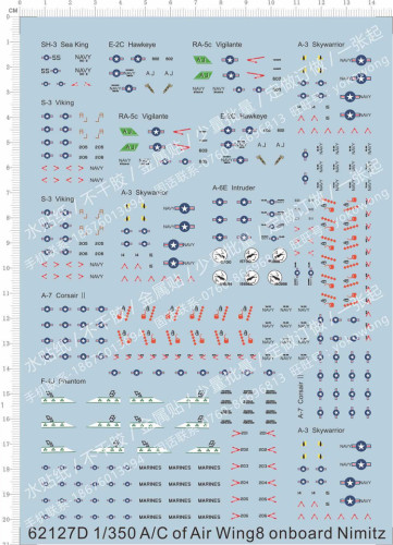 Decals for 1/350 Scale Modern Carrier-based Aircraft Nimitz Model Kits 62127D