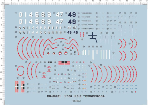 1/350 Scale Water Slide Decal for USS Ticonderoga CG-47 Military Model Ship Kits 65329A