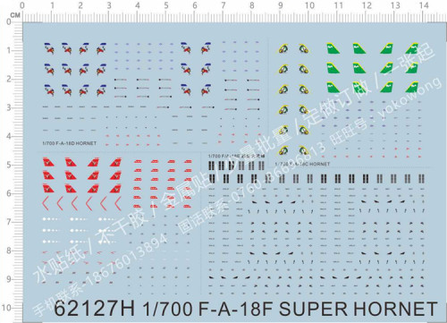 1/700 Scale Decals for F/A-18C/D/E/F SUPER HORNET Aircraft Model Kits 62127H