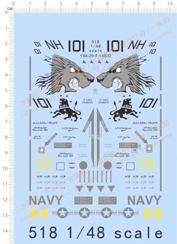 1/48 Scale Decals for F14 F-14B/D Military Aircraft Model Kits 518