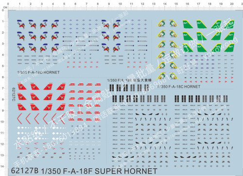 1/350 Scale Decals for F/A-18C/D/E/F SUPER HORNET Aircraft Model Kits 62127B