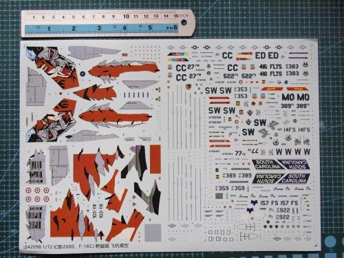 1/72 Scale Decals for Mirage 2000 F-16CJ Aircraft Model Kits 64209B