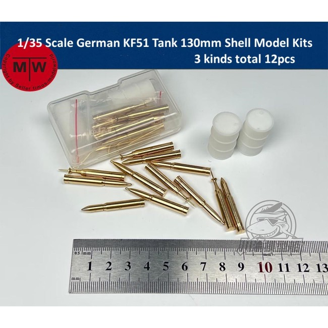 1/35 Scale German KF51 Tank 130mm Bullet Shell Model Kits CYT233 3 kinds total 12pcs