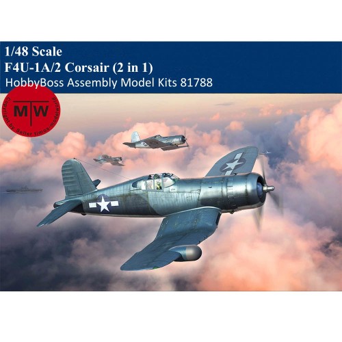 HobbyBoss 81788 1/48 Scale F4U-1A/2 Corsair (2 in 1) Military Plastic Aircraft Assembly Model Kits